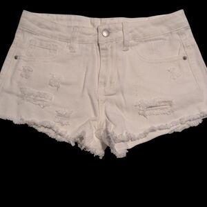 White Distressed Shorts